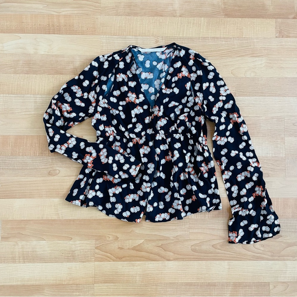 Zara Floral Top with cutouts XS